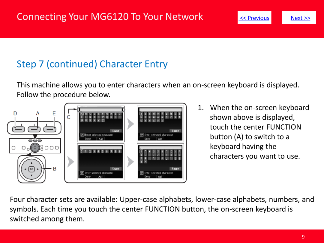 Canon manual continued Character Entry, Connecting Your MG6120 To Your Network 