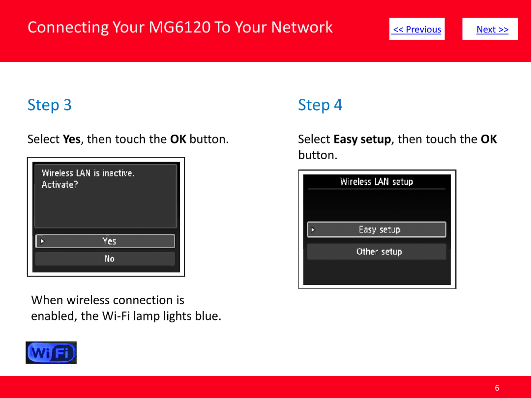 Canon MG6120 manual Select Yes, then touch the OK button 