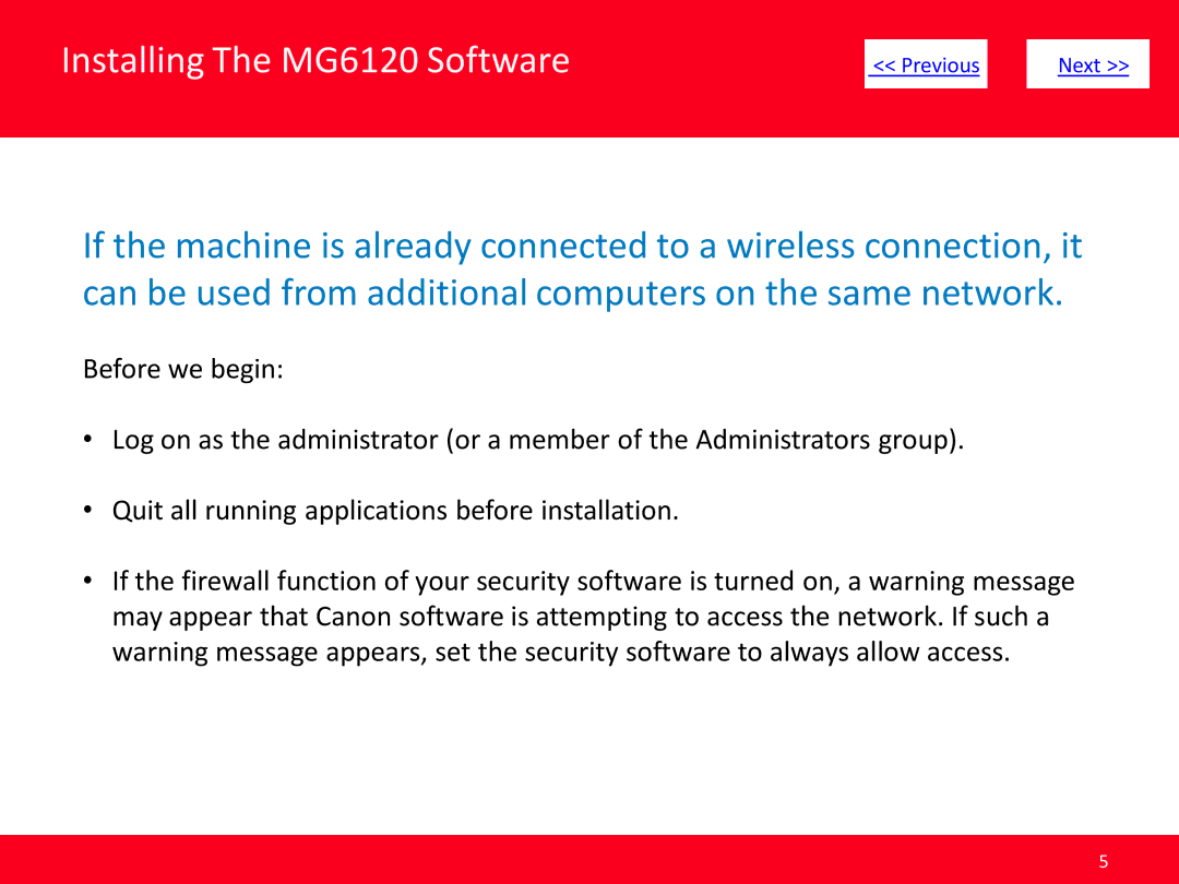 Canon manual Installing The MG6120 Software 