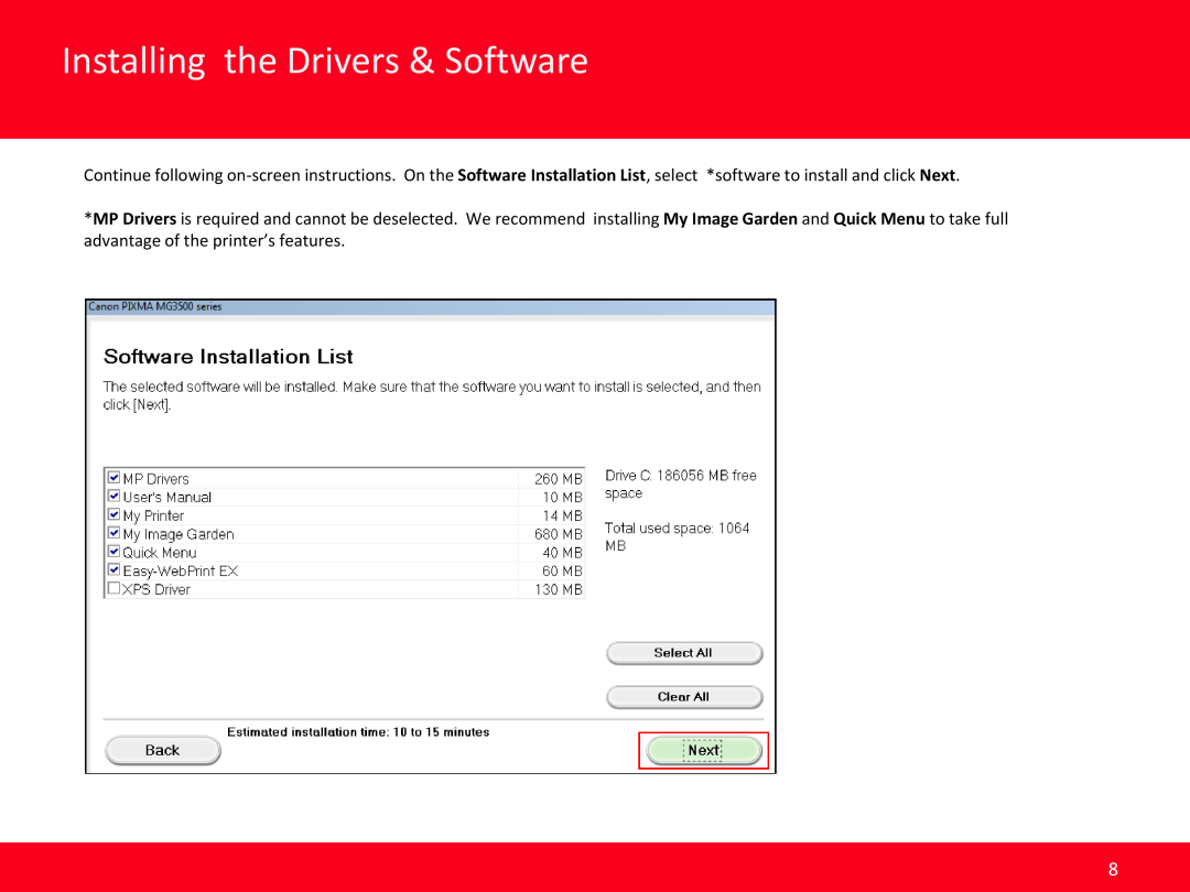 Canon mg7120 manual Installing the Drivers & Software 