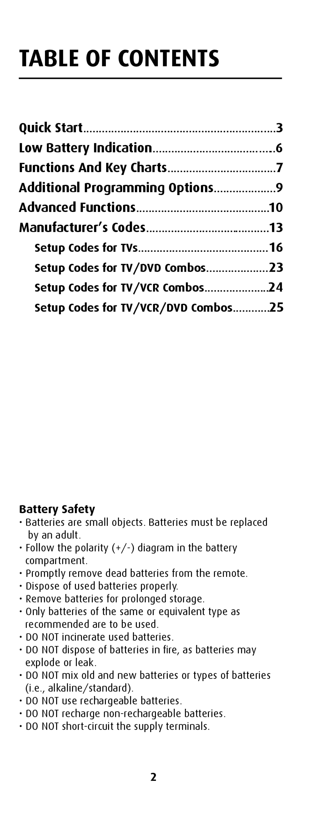 Canon MiniMote manual Table Of Contents 