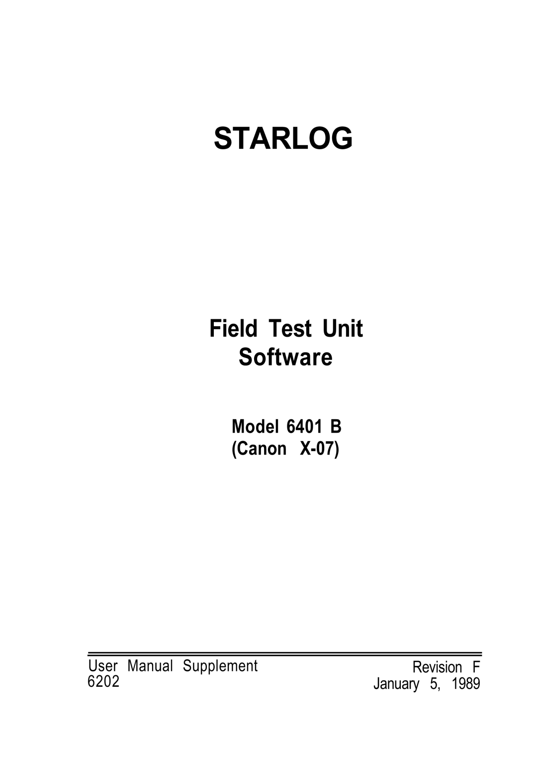 Canon Model 6401 B manual Starlog 