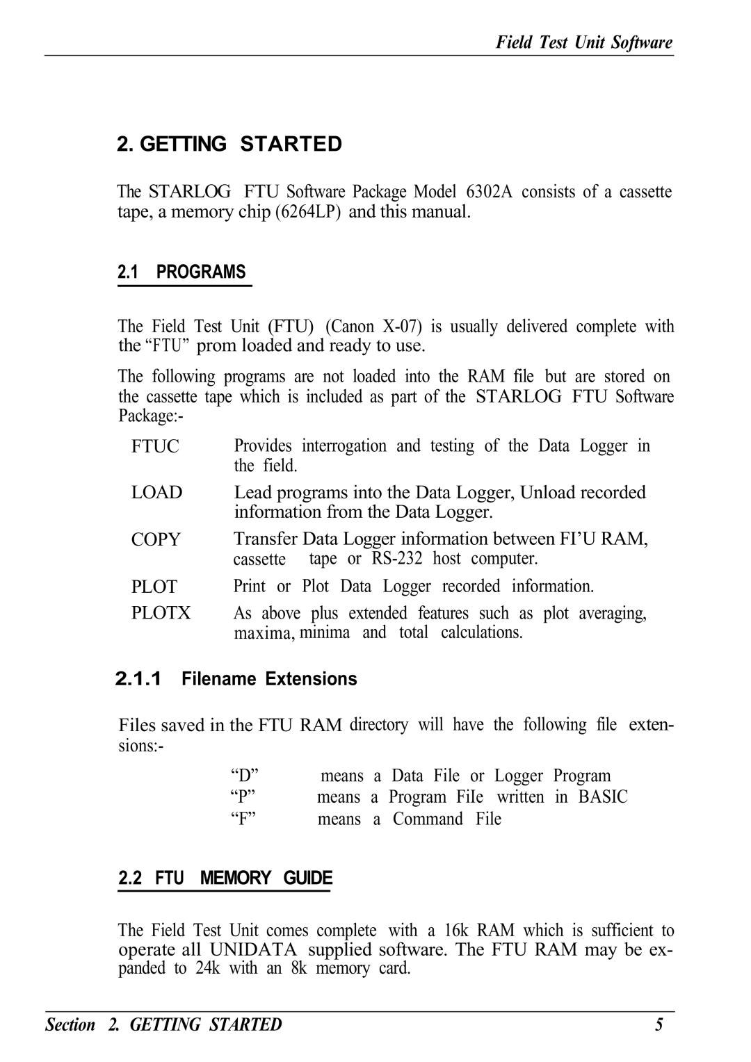 Canon Model 6401 B manual Filename Extensions, FTU Memory Guide 