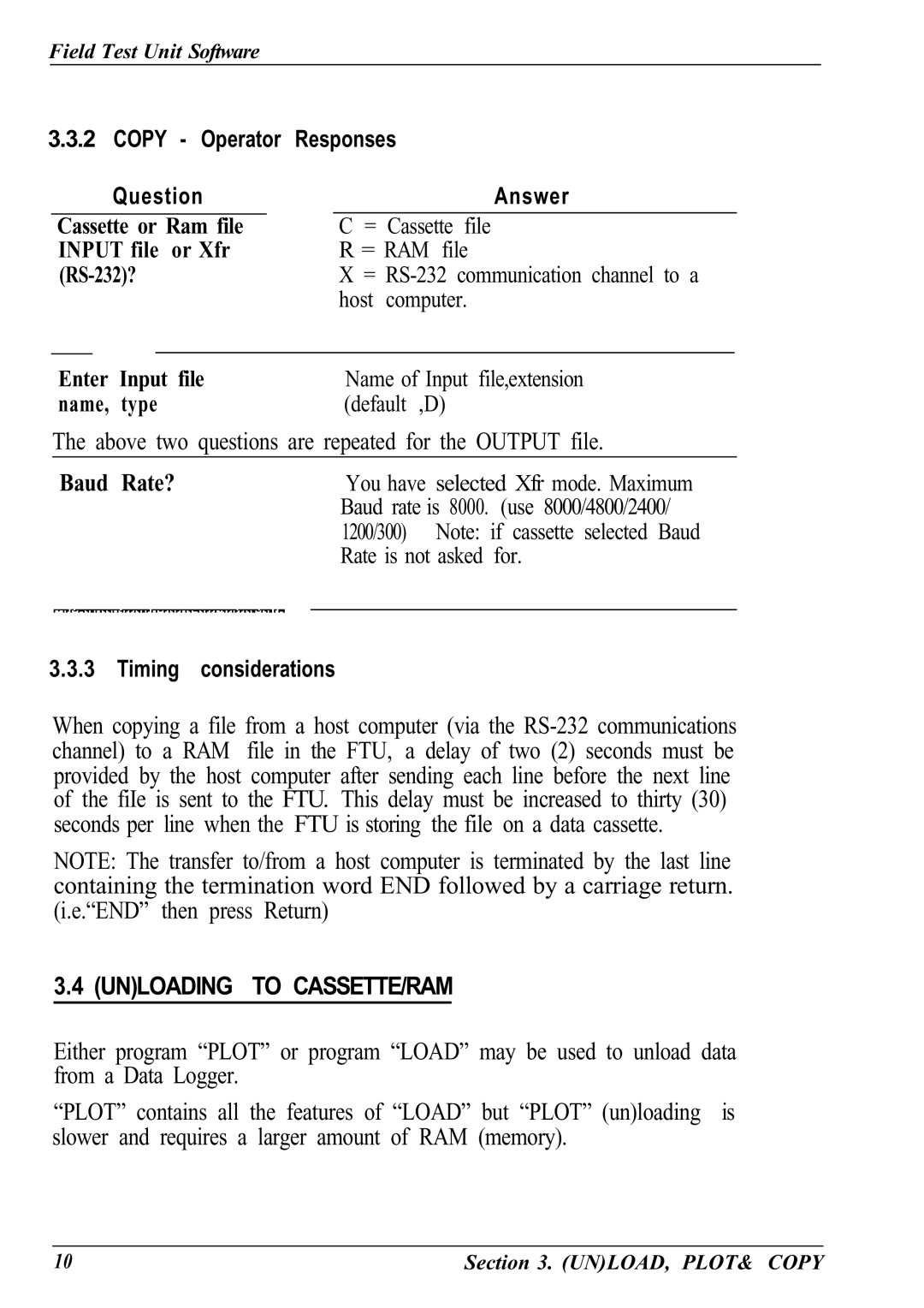 Canon Model 6401 B manual Operator Responses Question Answer, Timing considerations 