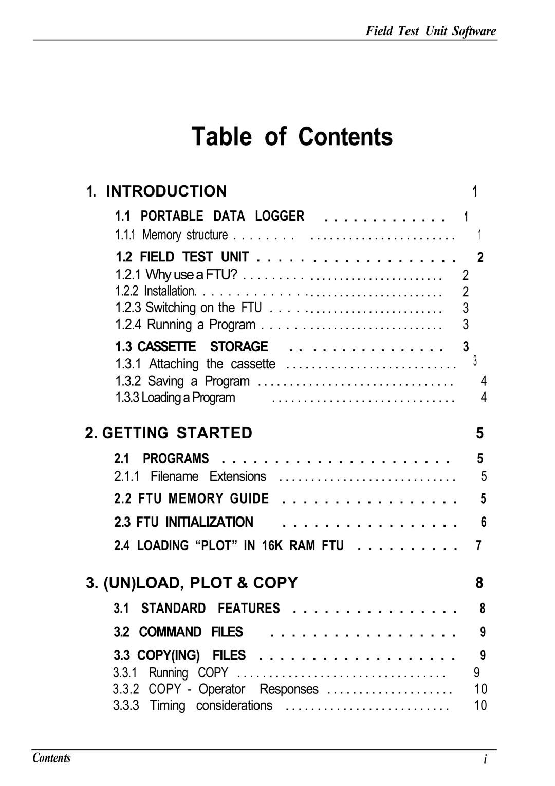 Canon Model 6401 B manual Table of Contents 