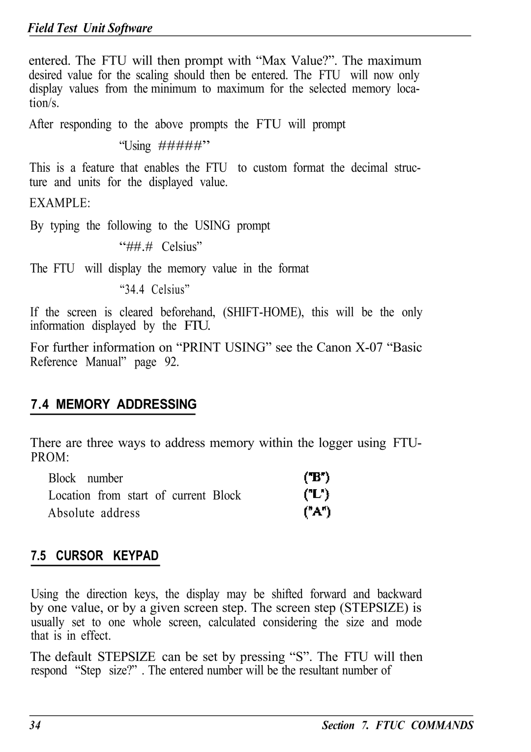 Canon Model 6401 B manual Example, Memory Addressing 