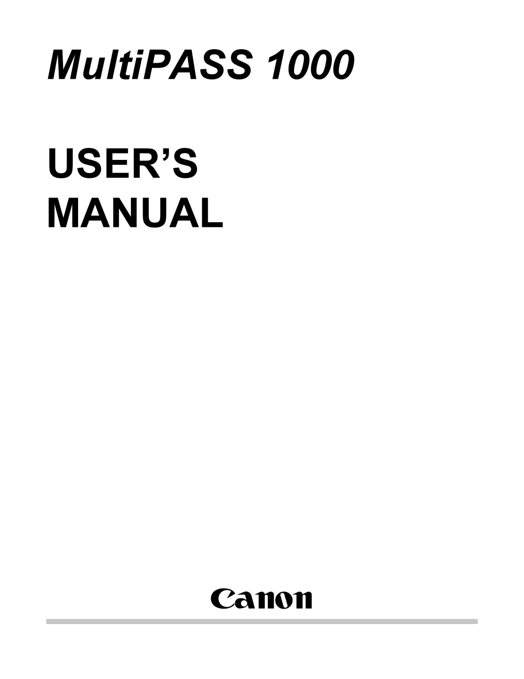 Canon MP 1000 manual MultiPASS 