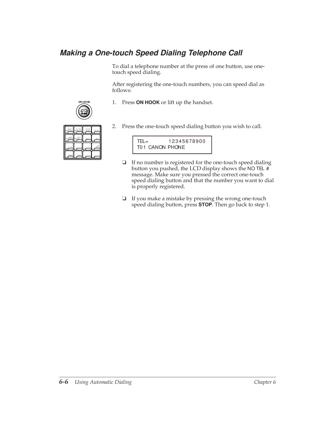 Canon MP 1000 manual Making a One-touch Speed Dialing Telephone Call, 6Using Automatic Dialing 