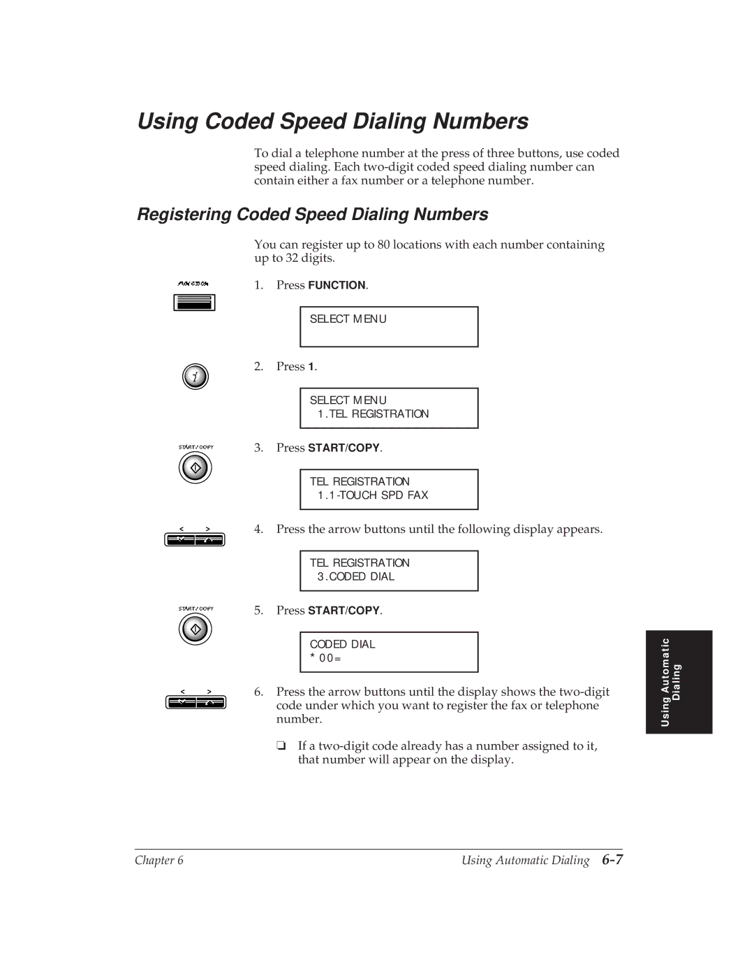 Canon MP 1000 manual Using Coded Speed Dialing Numbers, Registering Coded Speed Dialing Numbers 