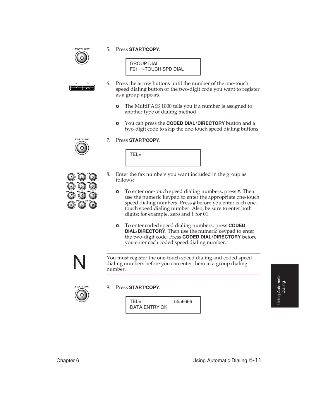 Canon MP 1000 manual Group Dial F01=1-TOUCH SPD Dial 