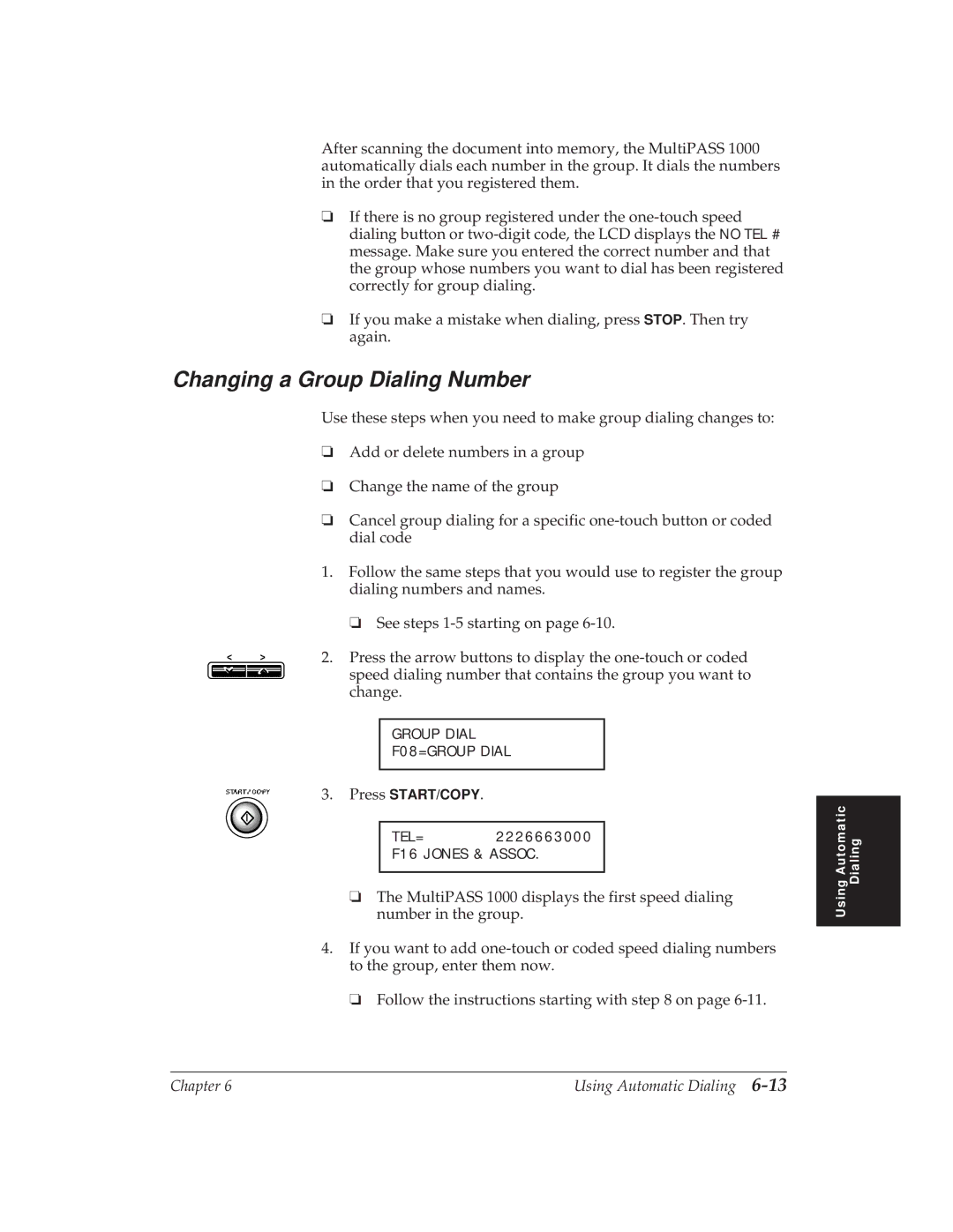 Canon MP 1000 manual Changing a Group Dialing Number 