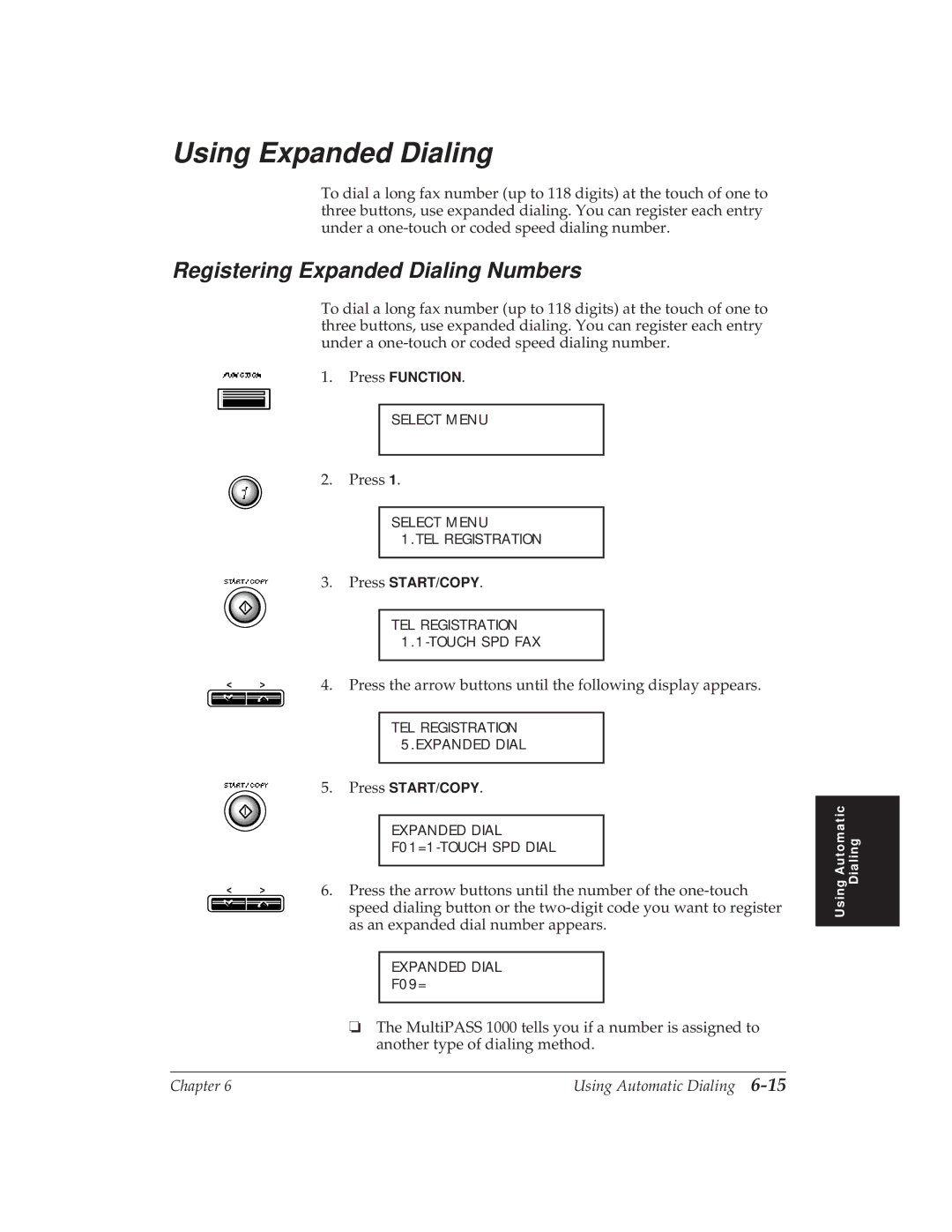 Canon MP 1000 manual Using Expanded Dialing, Registering Expanded Dialing Numbers 