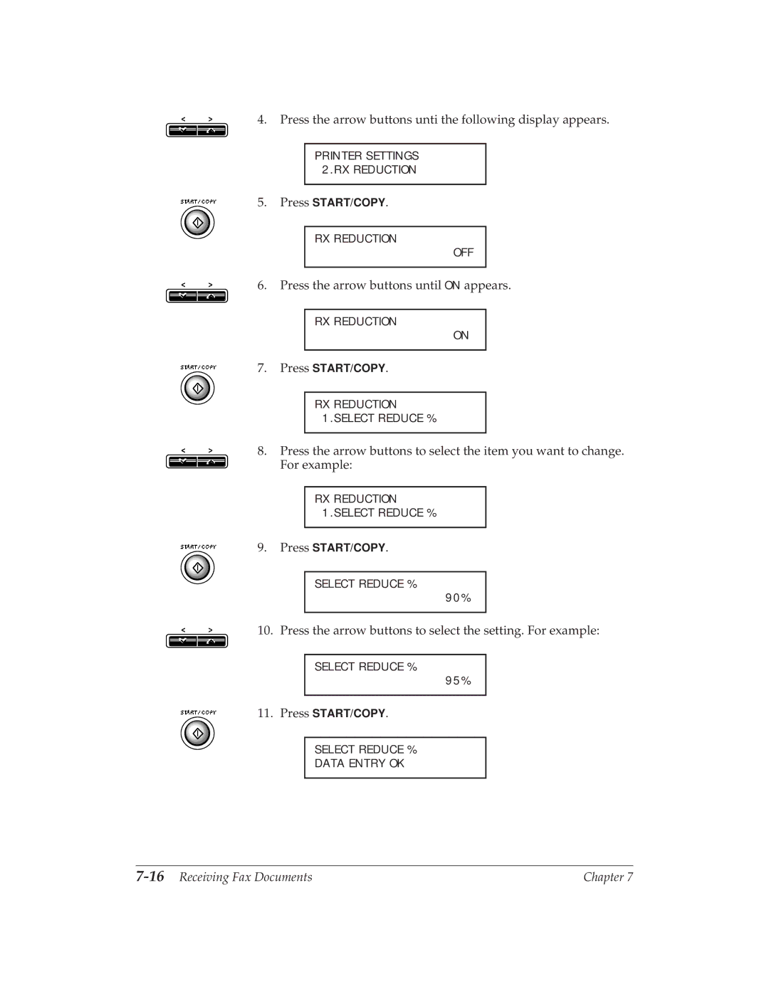 Canon MP 1000 manual Press the arrow buttons to select the setting. For example, 16Receiving Fax Documents 