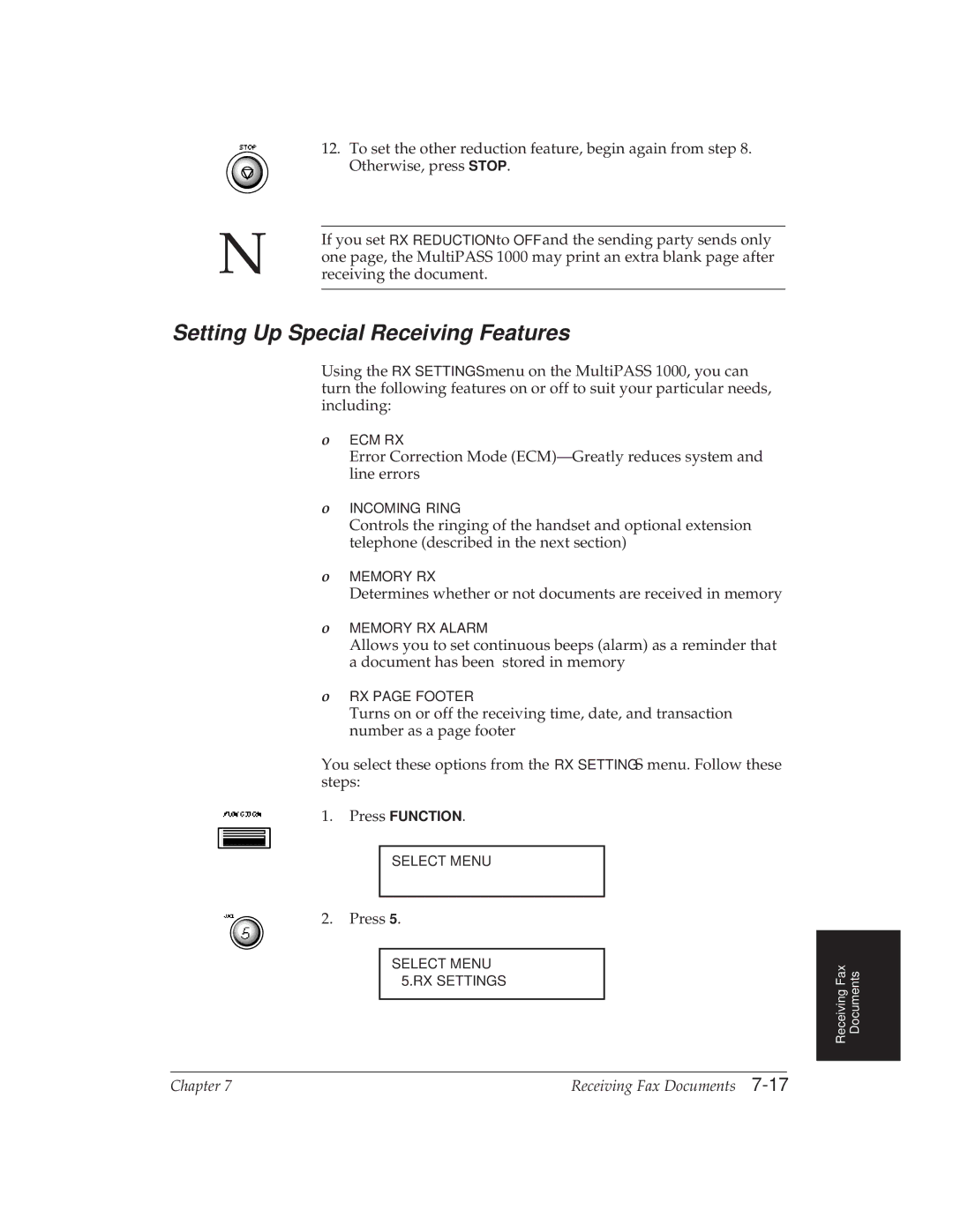 Canon MP 1000 manual Setting Up Special Receiving Features 