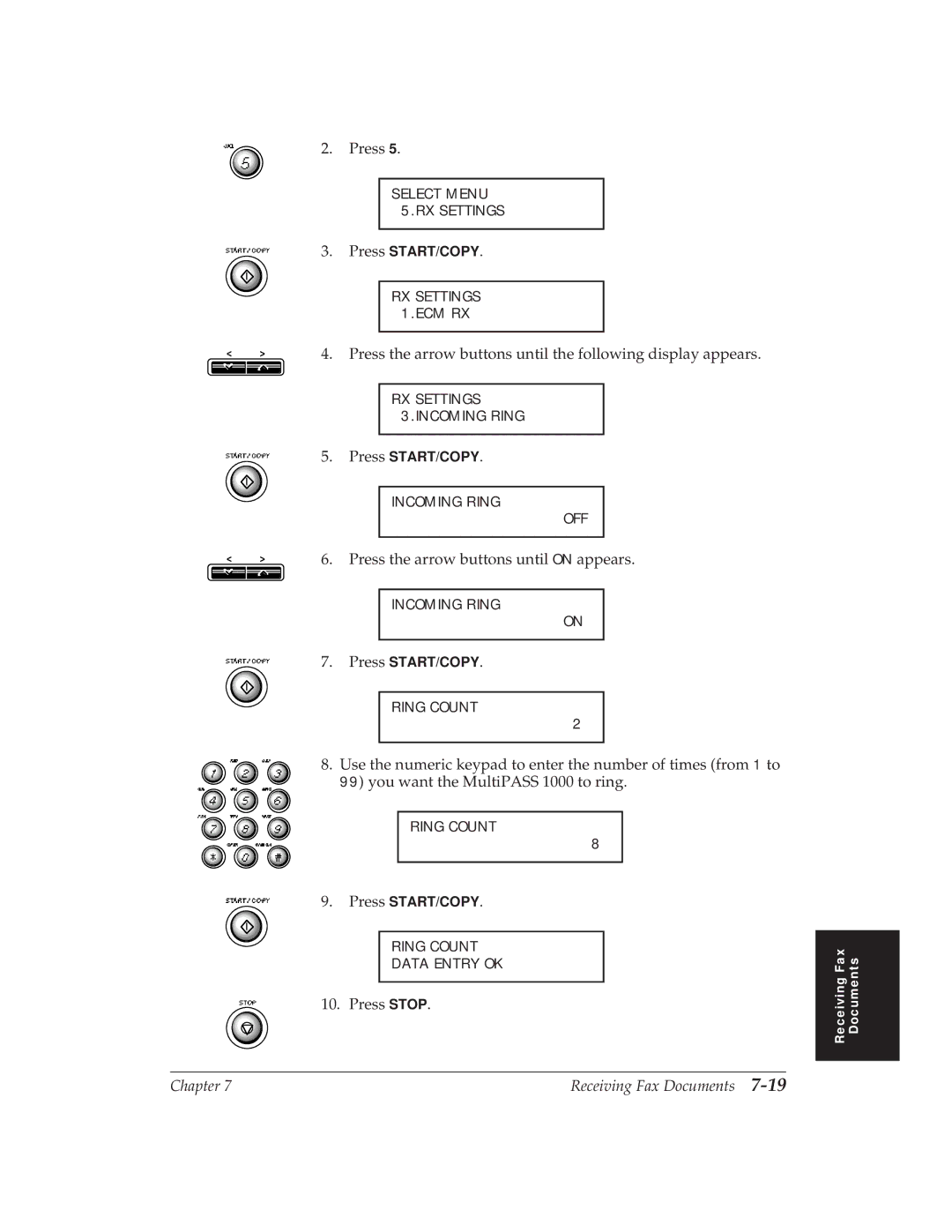 Canon MP 1000 manual RX Settings 3.INCOMING Ring 