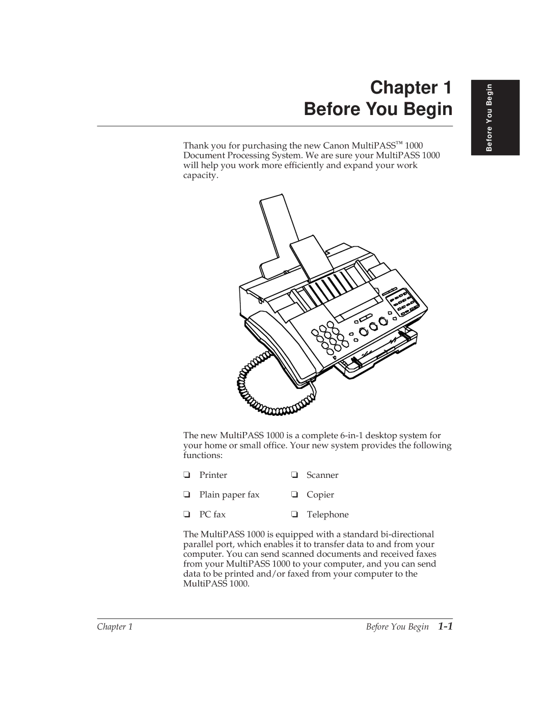 Canon MP 1000 manual Chapter Before You Begin 