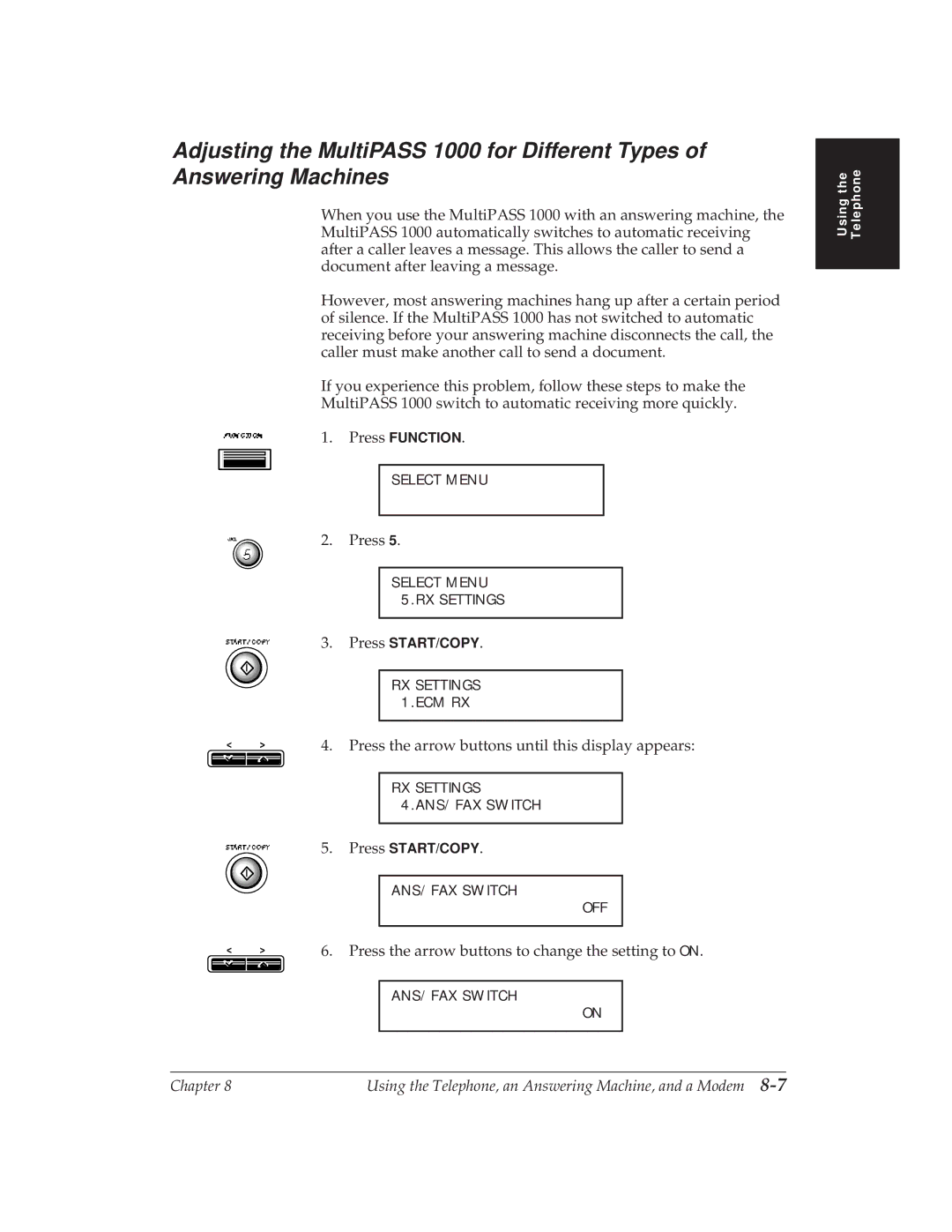 Canon MP 1000 manual Press the arrow buttons until this display appears 