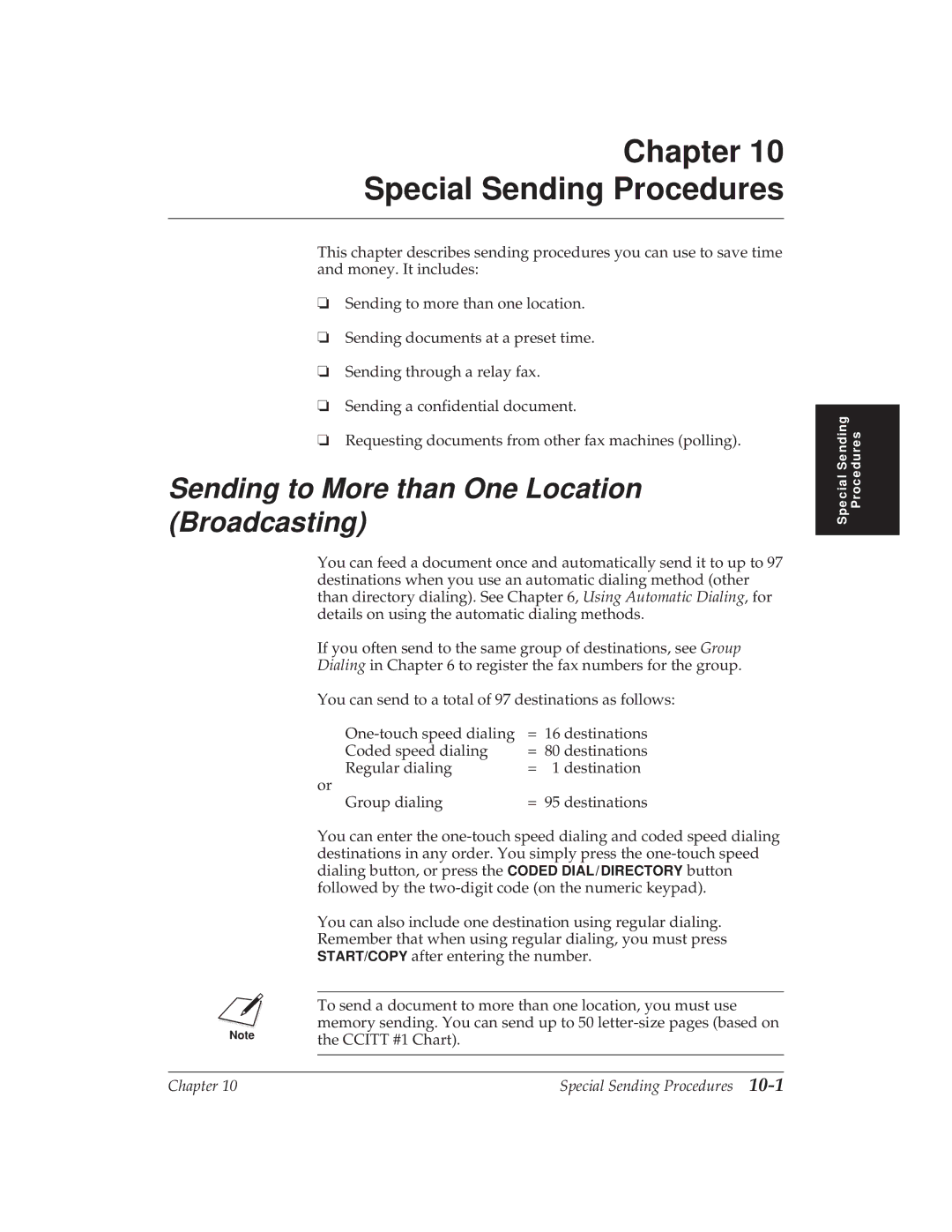 Canon MP 1000 manual Chapter Special Sending Procedures, Sending to More than One Location Broadcasting 