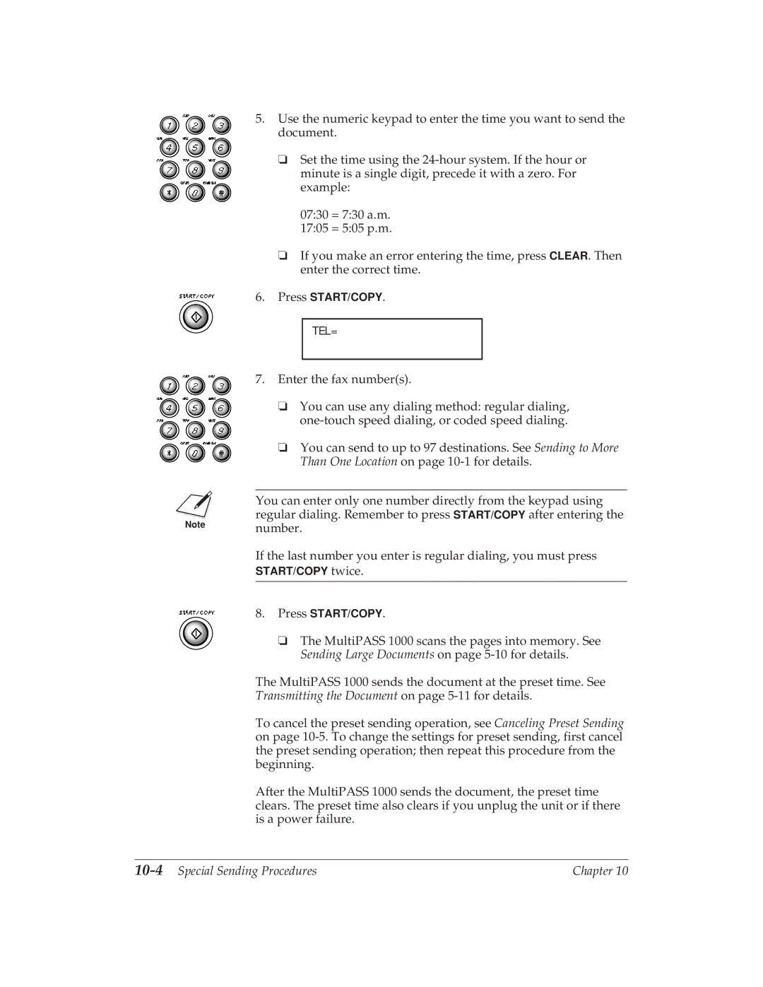 Canon MP 1000 manual Transmitting the Document on page 5-11 for details, 10-4Special Sending Procedures 