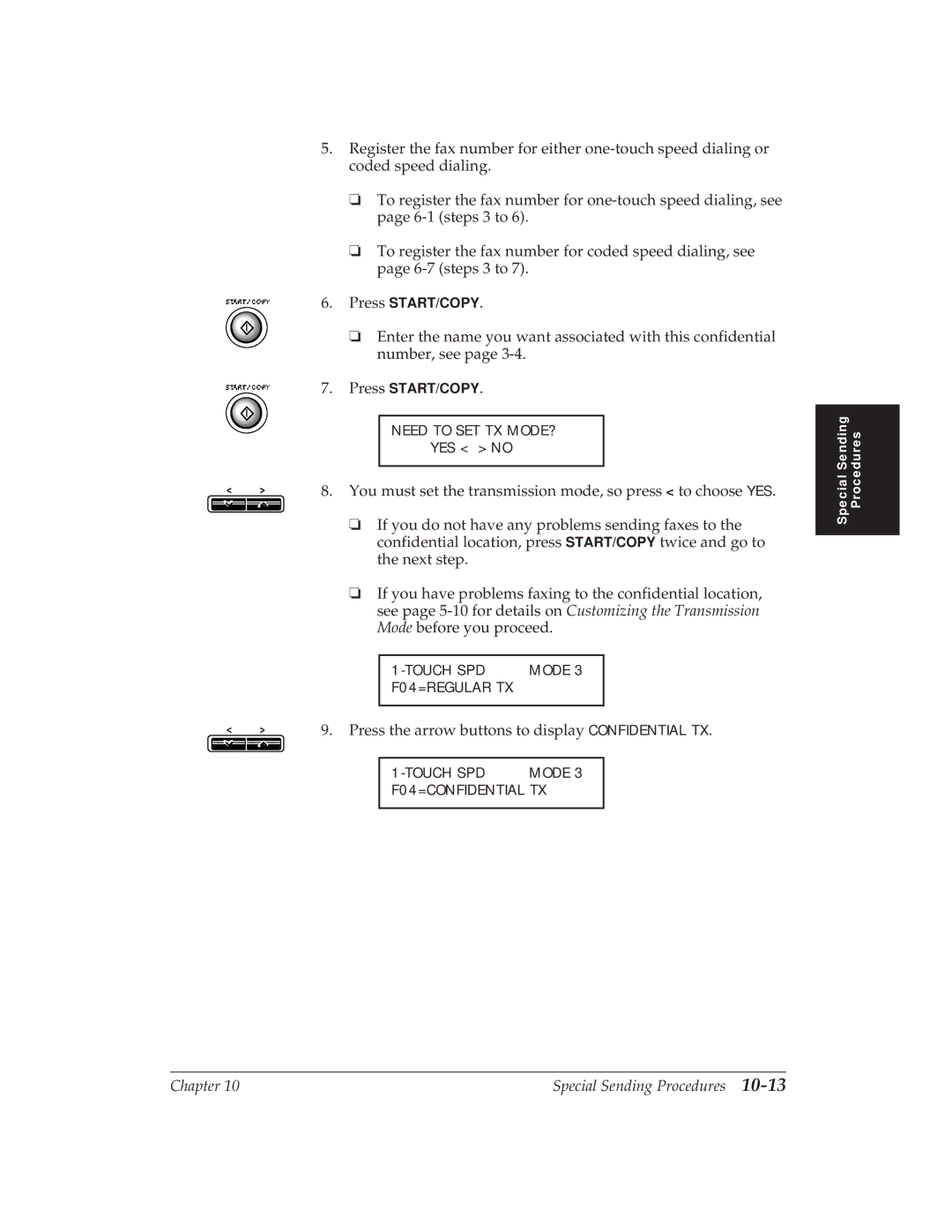 Canon MP 1000 manual Press the arrow buttons to display Confidential TX 