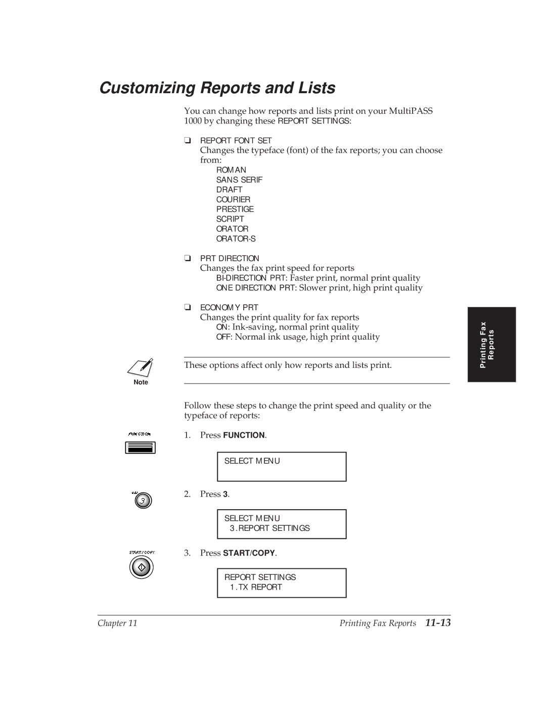 Canon MP 1000 manual Customizing Reports and Lists 