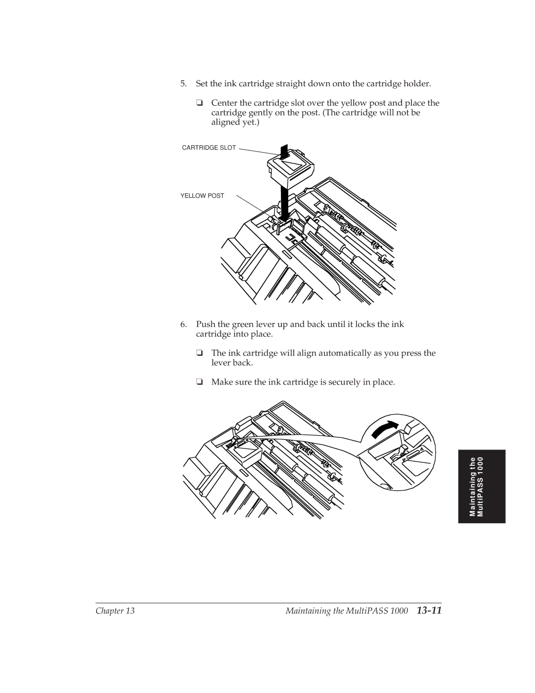 Canon MP 1000 manual Cartridge Slot Yellow Post 