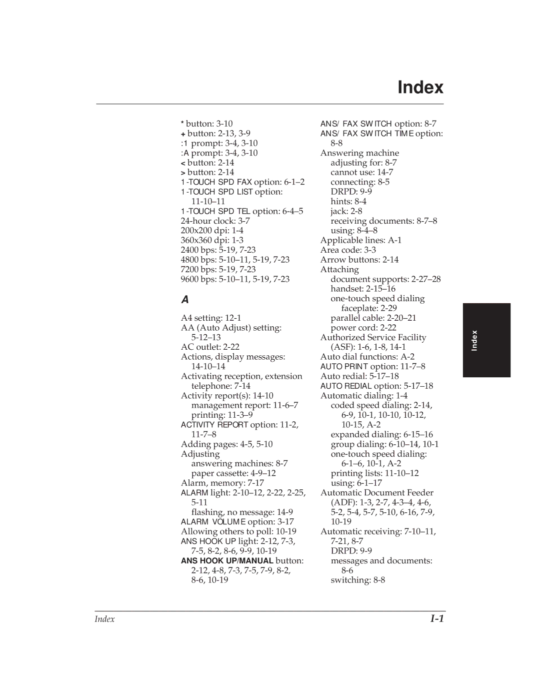 Canon MP 1000 manual Index 