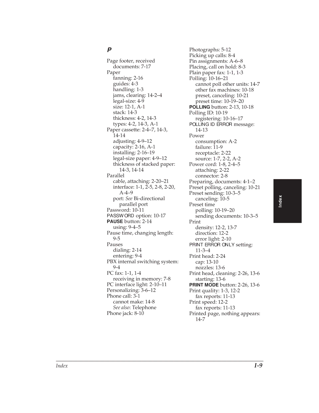 Canon MP 1000 manual Print Error only setting 