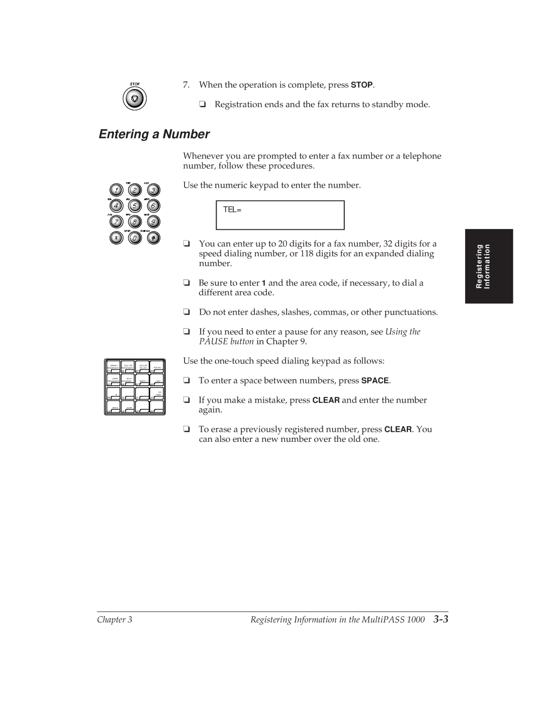 Canon MP 1000 manual Entering a Number 