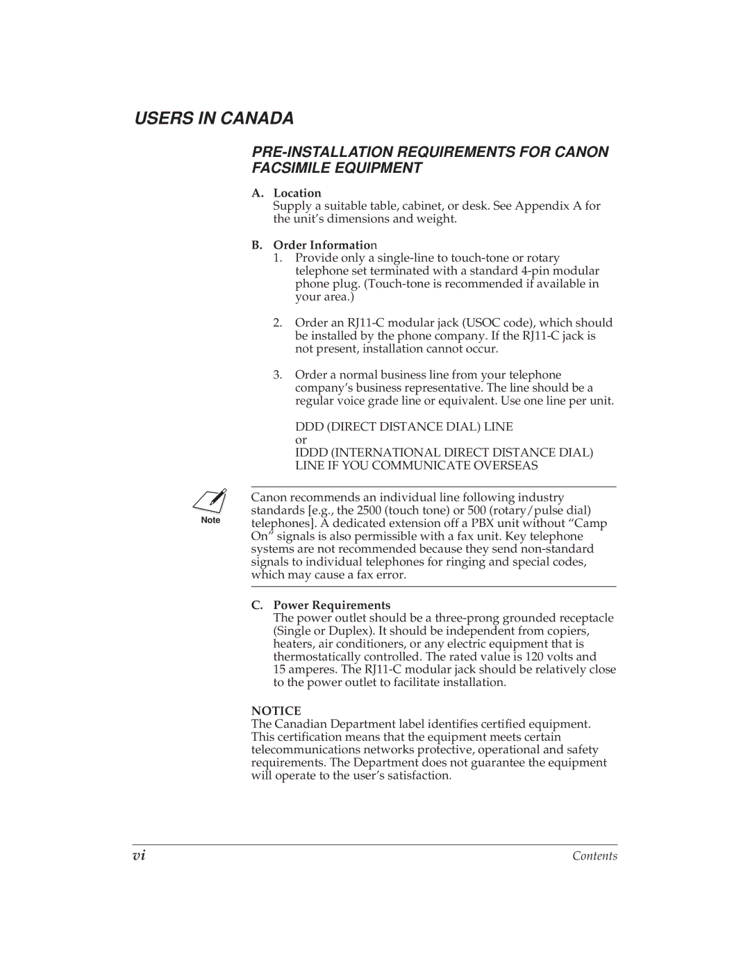 Canon MP 1000 manual Location, Order Information, Power Requirements 