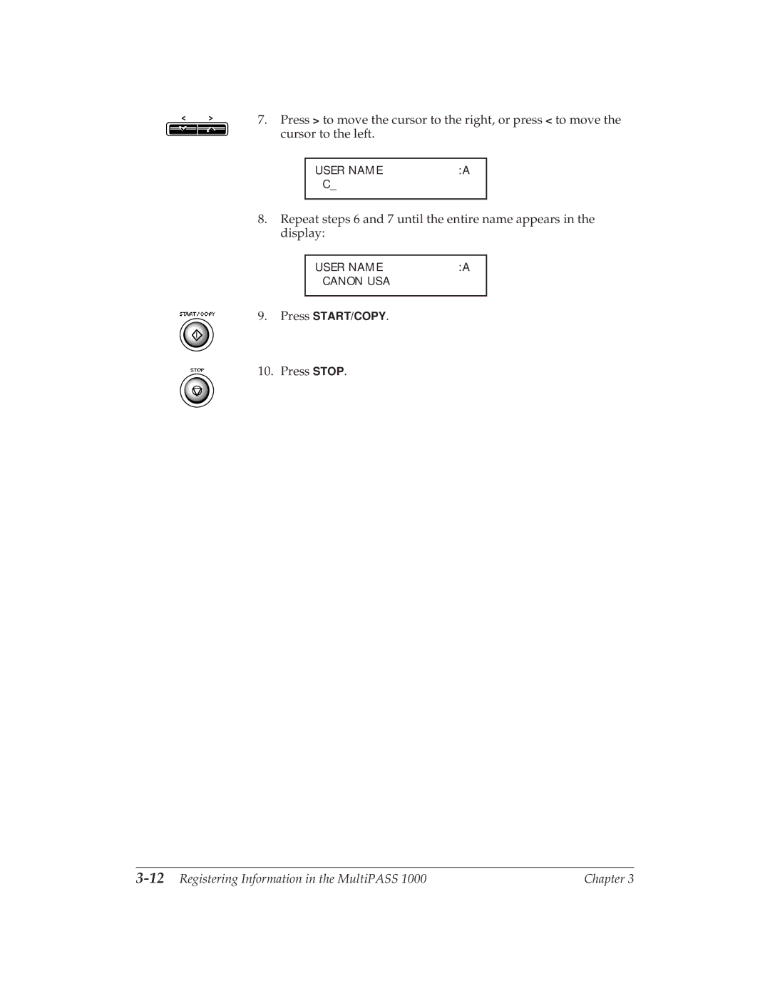 Canon MP 1000 manual 12Registering Information in the MultiPASS 