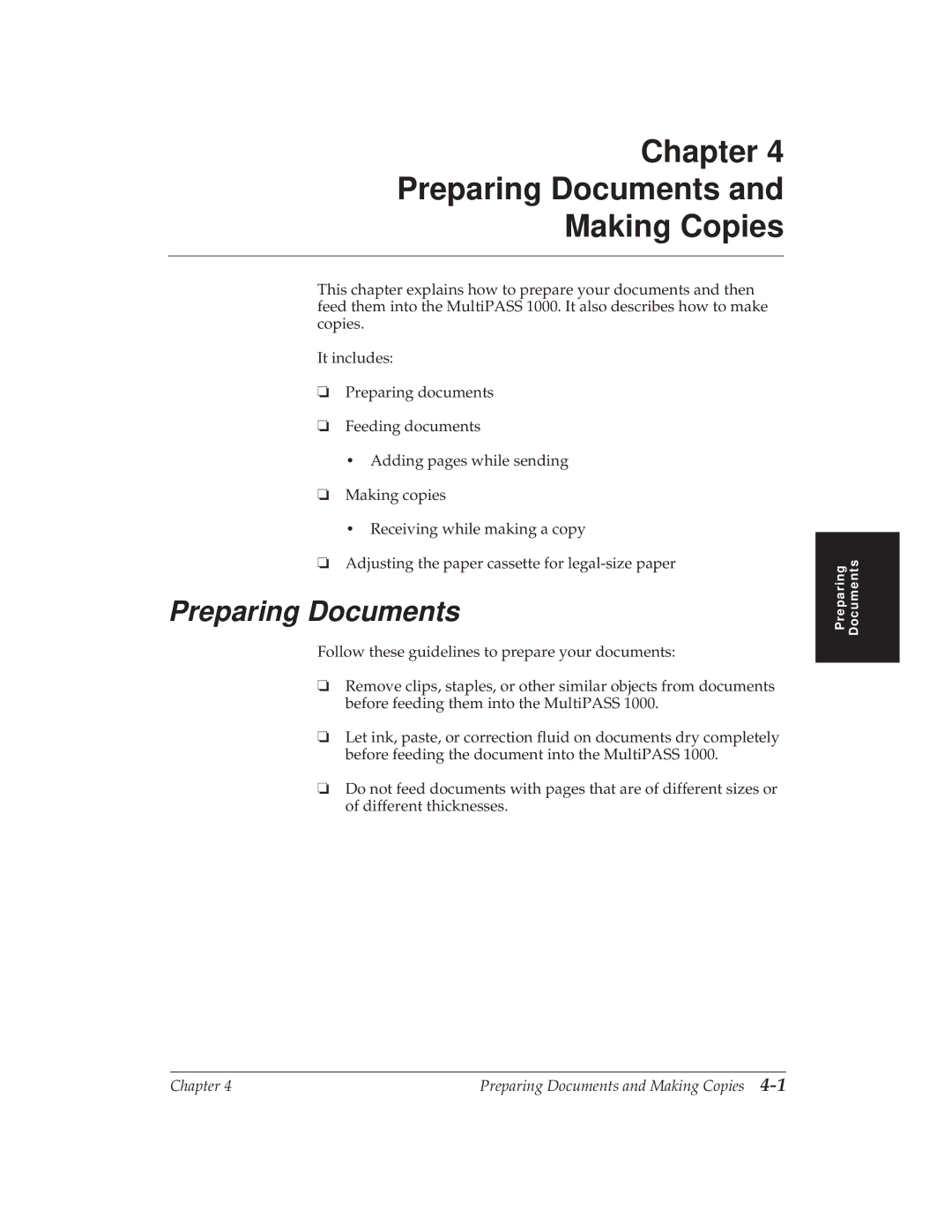 Canon MP 1000 manual Chapter Preparing Documents Making Copies 