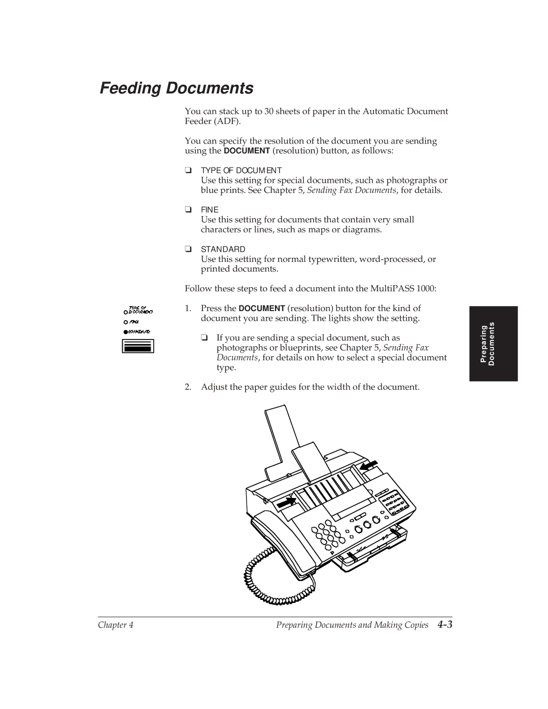 Canon MP 1000 manual Feeding Documents 