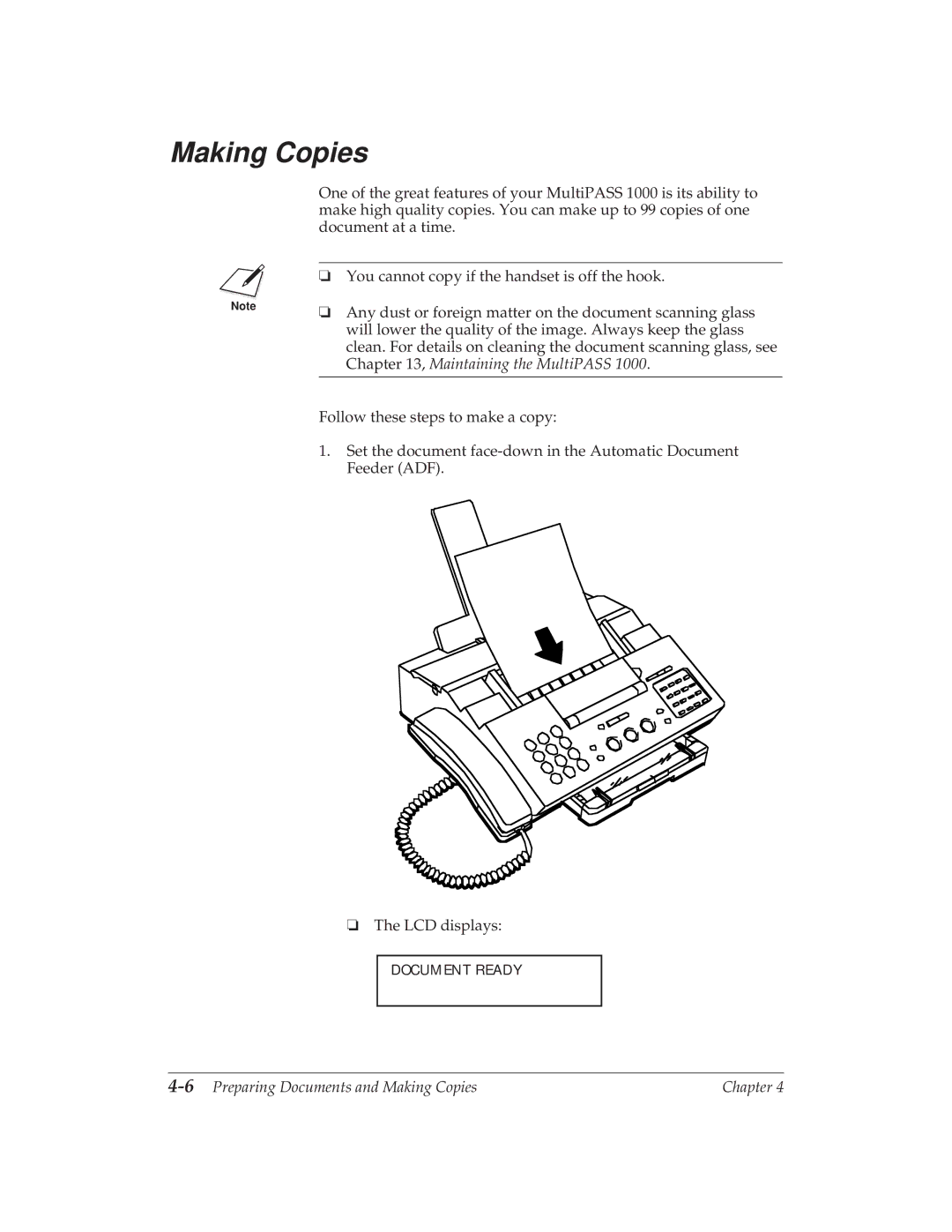 Canon MP 1000 manual 6Preparing Documents and Making Copies 