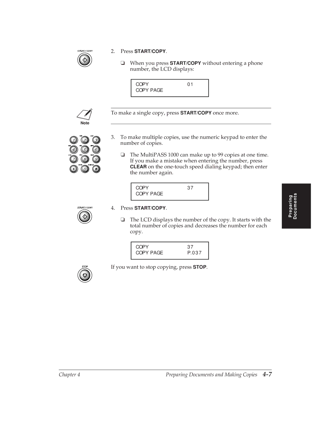 Canon MP 1000 manual If you want to stop copying, press Stop 