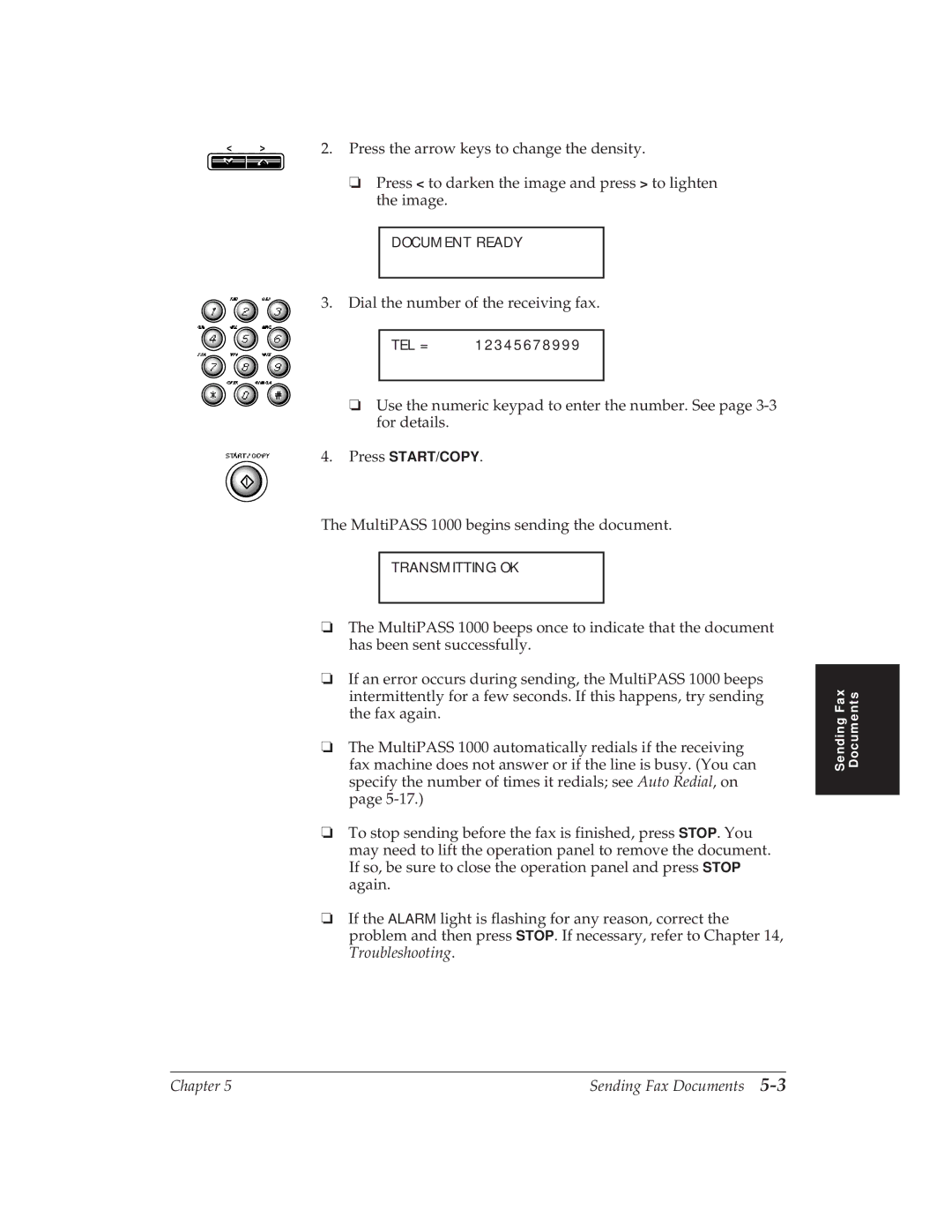 Canon MP 1000 manual Press the arrow keys to change the density 