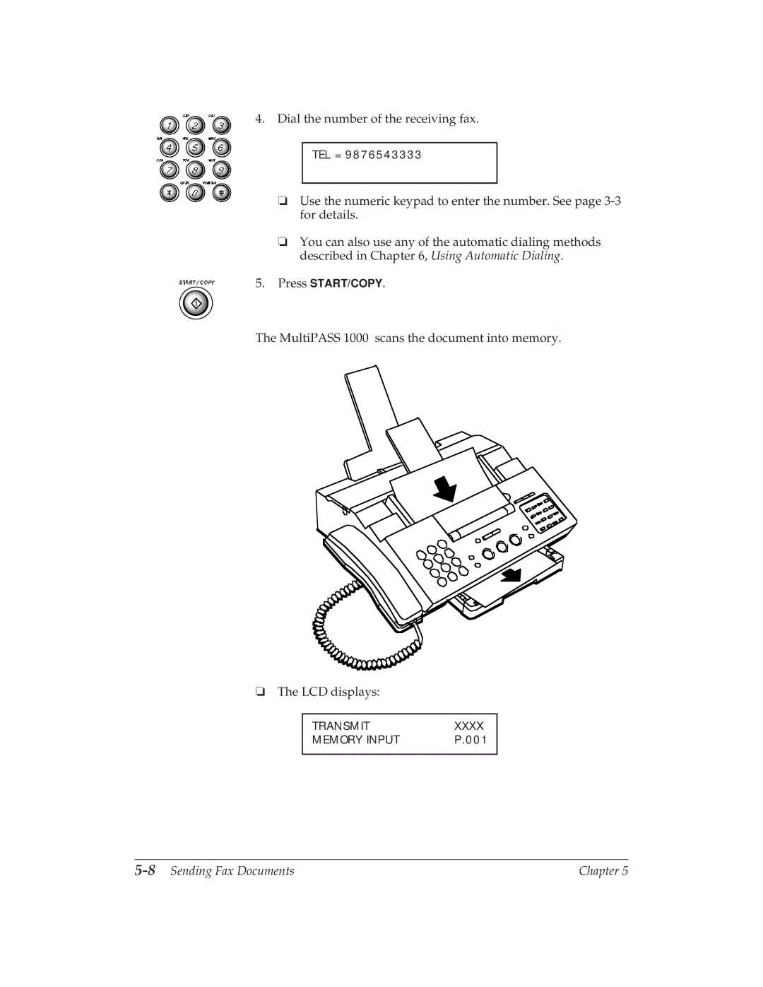 Canon MP 1000 manual 8Sending Fax Documents 