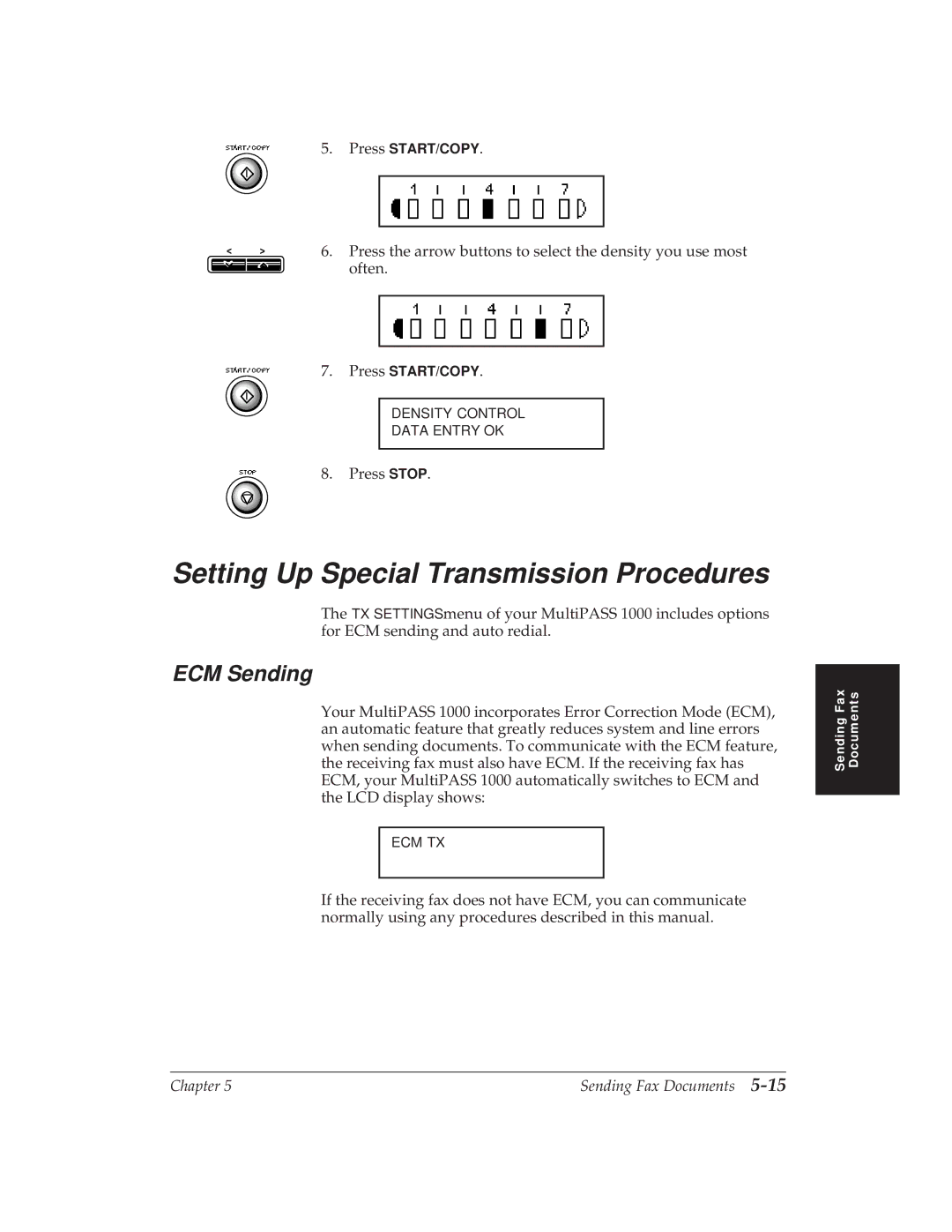 Canon MP 1000 manual Setting Up Special Transmission Procedures, ECM Sending 