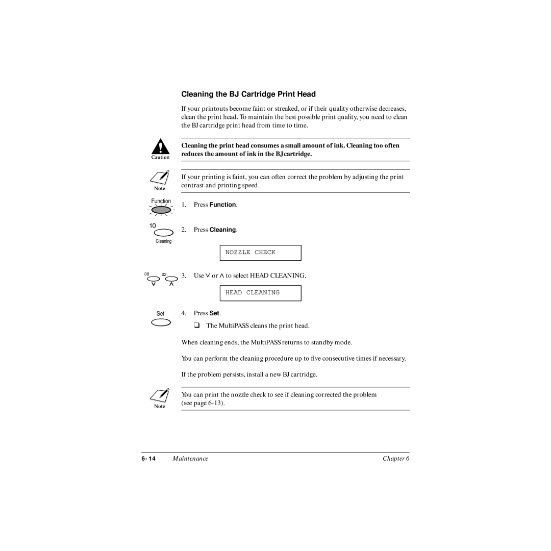 Canon MP-C545 user manual Cleaning the BJ Cartridge Print Head 