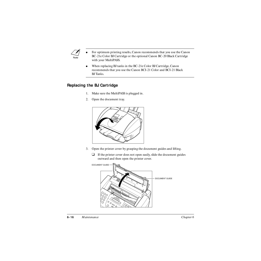 Canon MP-C545 user manual Replacing the BJ Cartridge 