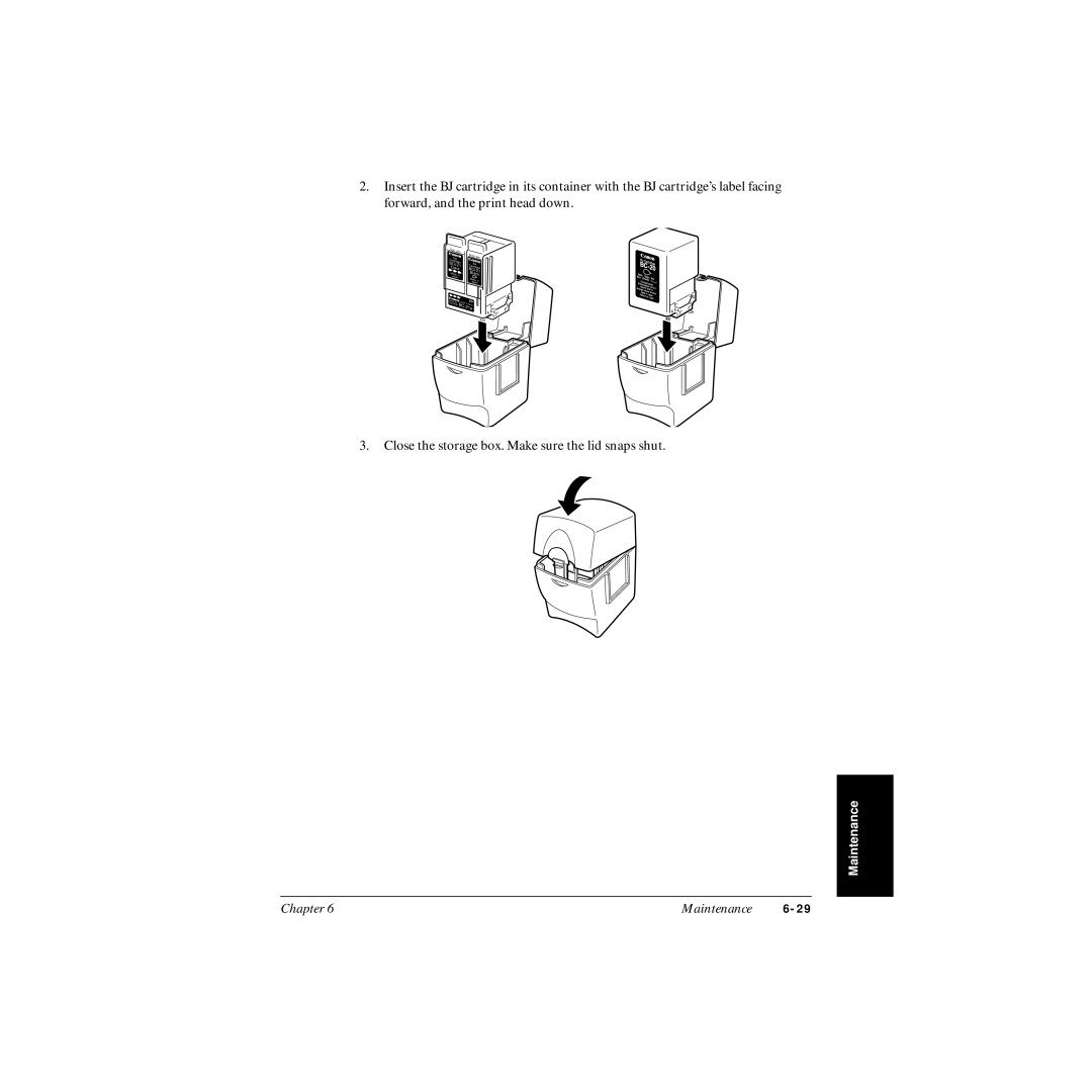 Canon MP-C545 user manual Close the storage box. Make sure the lid snaps shut 