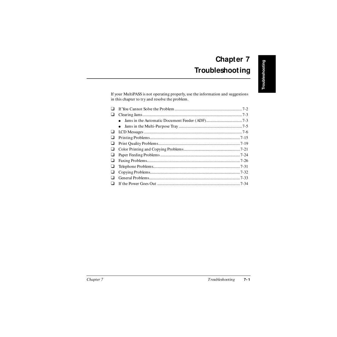 Canon MP-C545 user manual Chapter Troubleshooting 