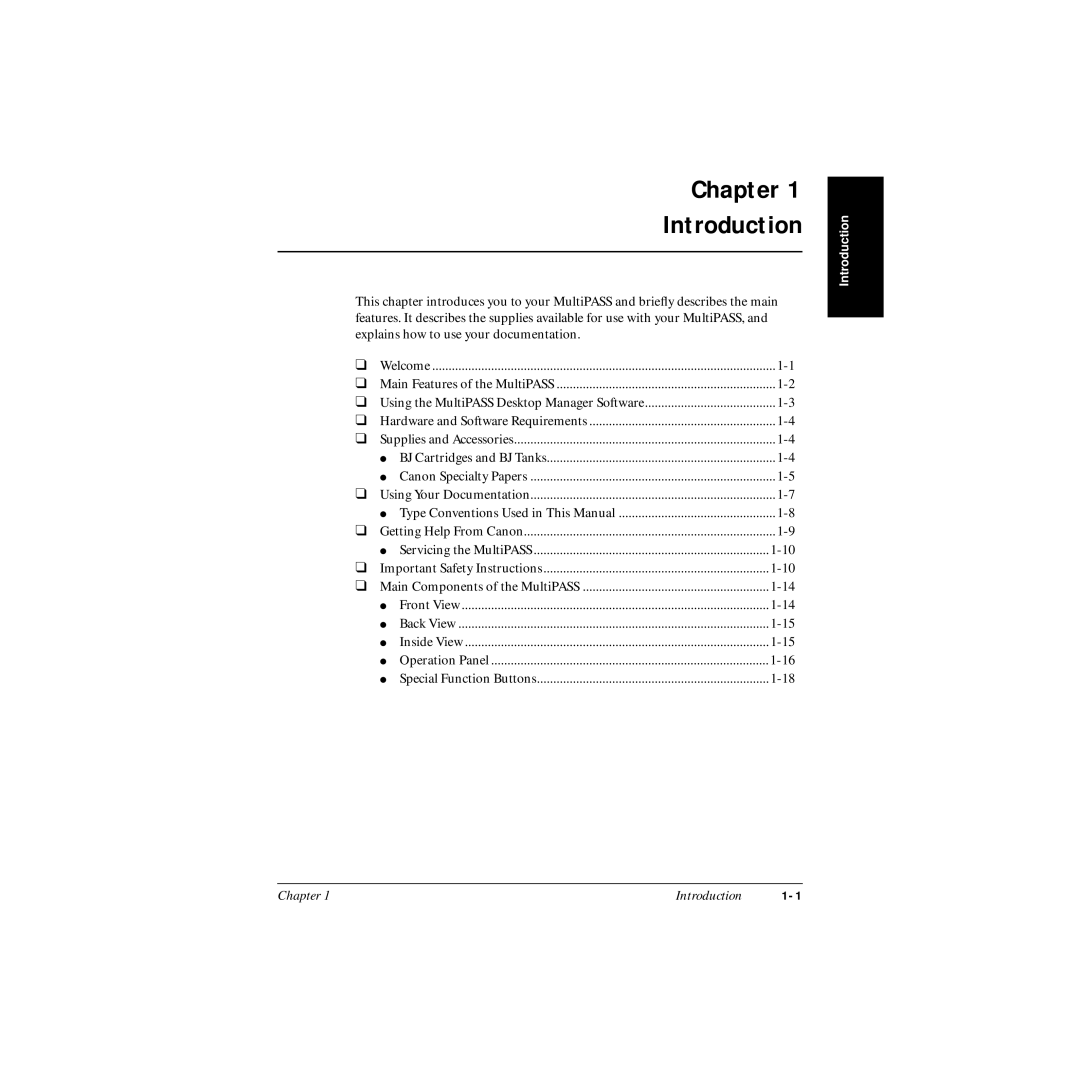 Canon MP-C545 user manual Chapter Introduction 