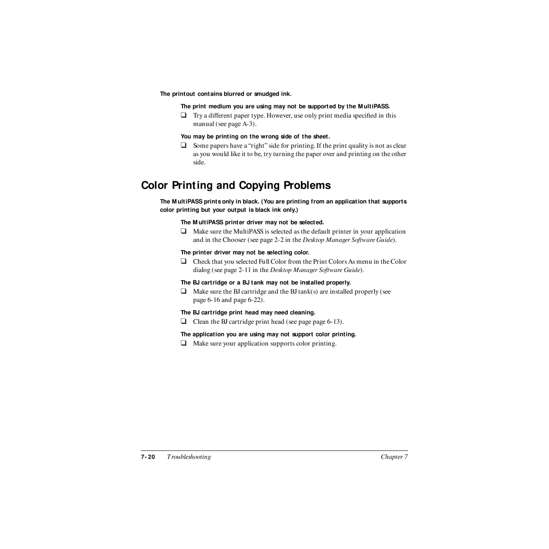 Canon MP-C545 user manual Color Printing and Copying Problems, You may be printing on the wrong side of the sheet 