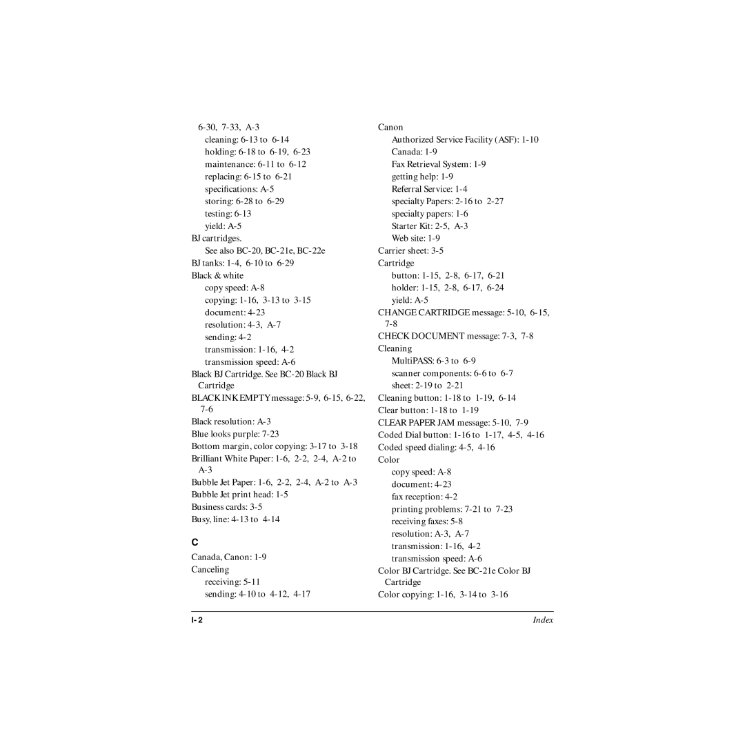 Canon MP-C545 user manual Index 