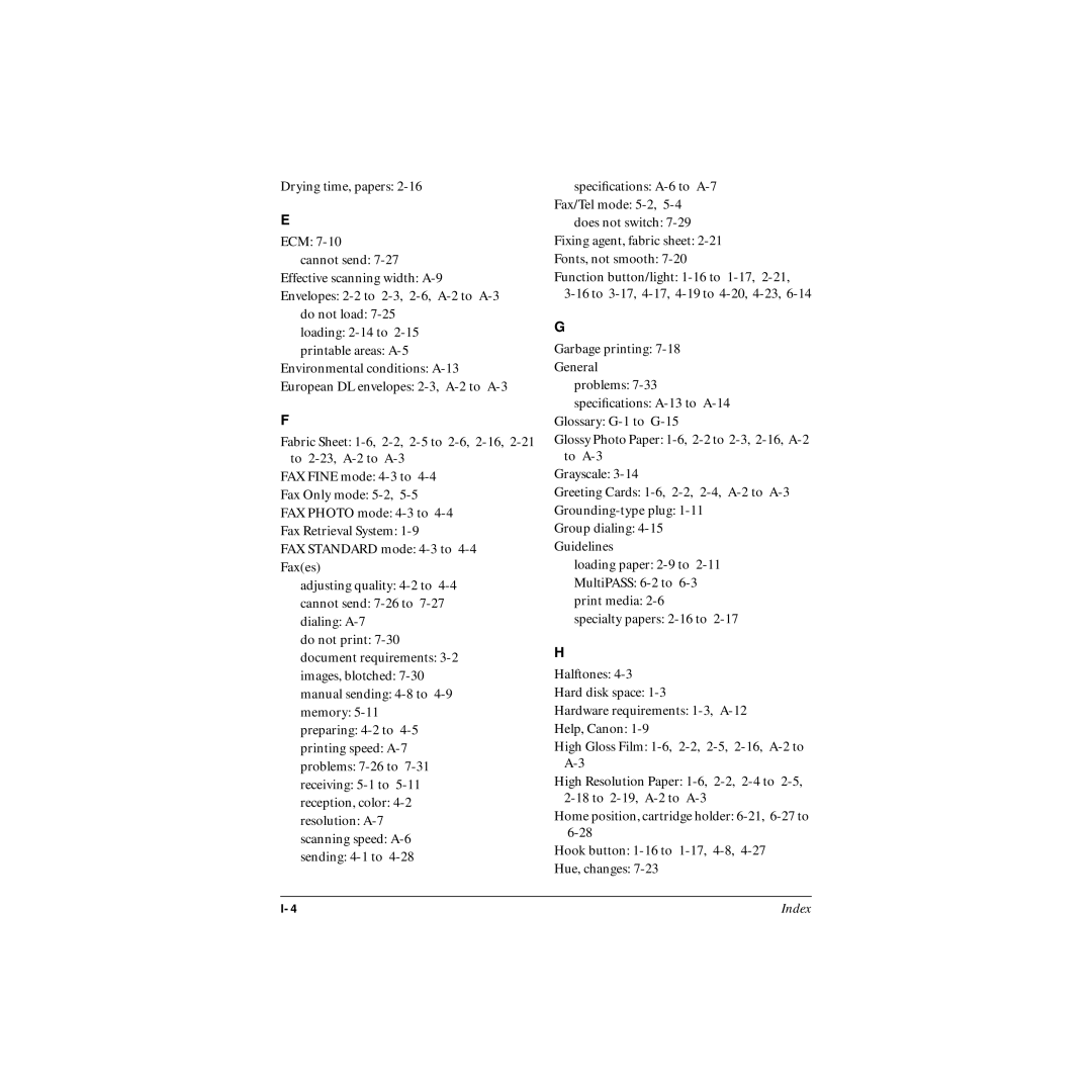 Canon MP-C545 user manual Index 