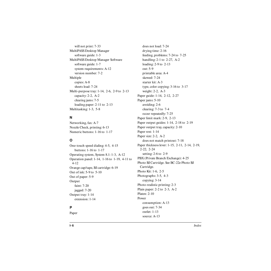 Canon MP-C545 user manual Index 