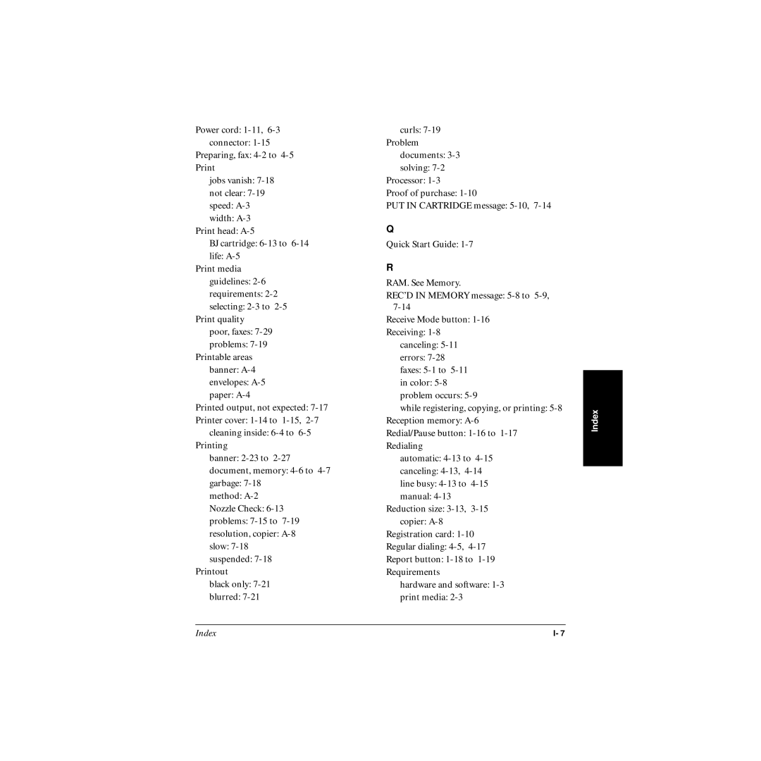 Canon MP-C545 user manual Index 