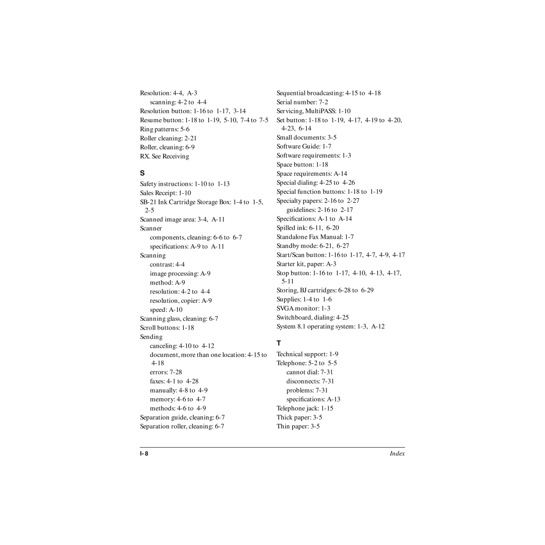 Canon MP-C545 user manual Index 