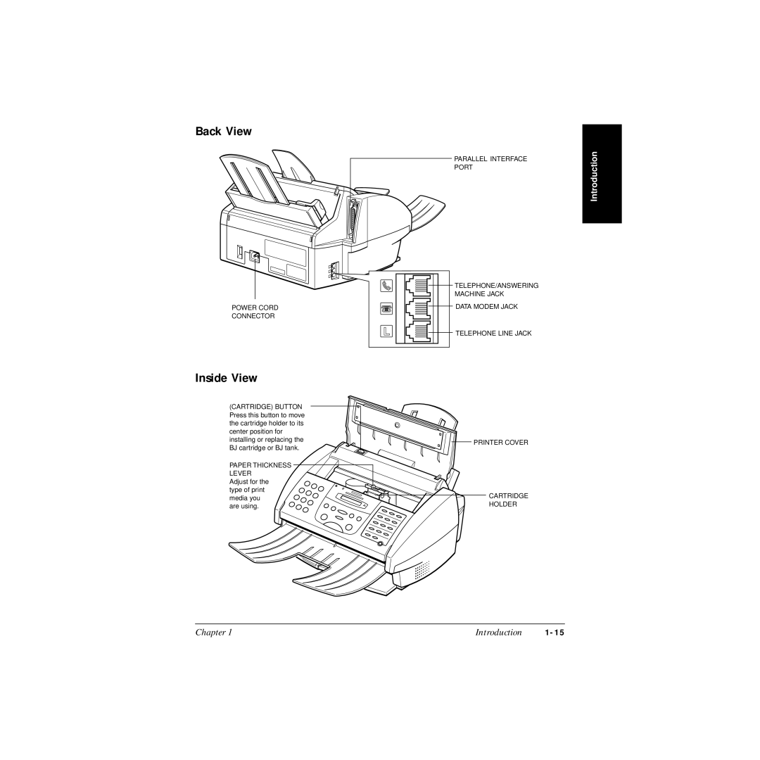 Canon MP-C545 user manual Back View, Inside View 